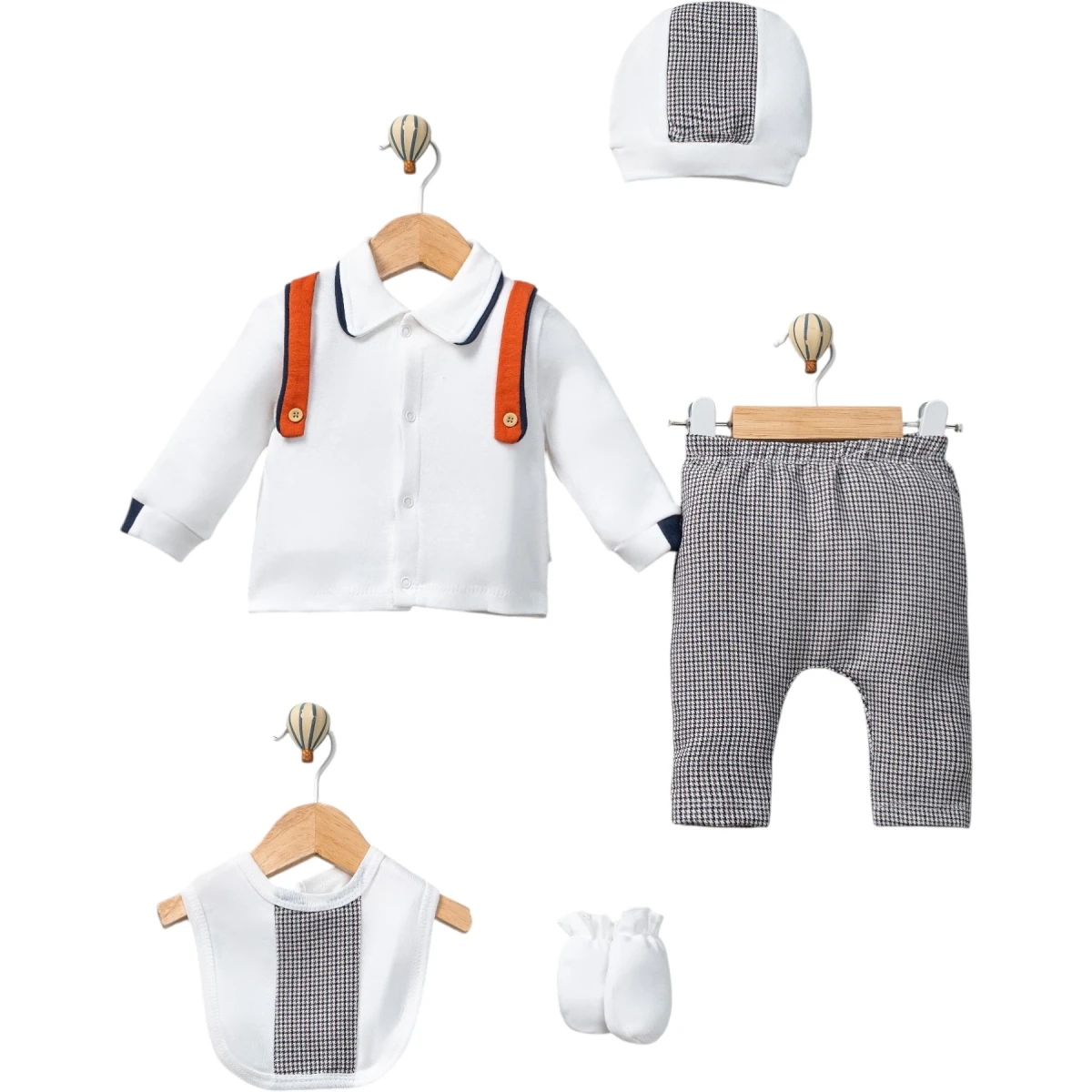 Karedesenli Askılı 5'li Set
