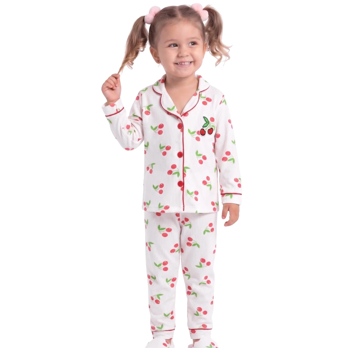 Kirazlı Yakalı Pijama Takım