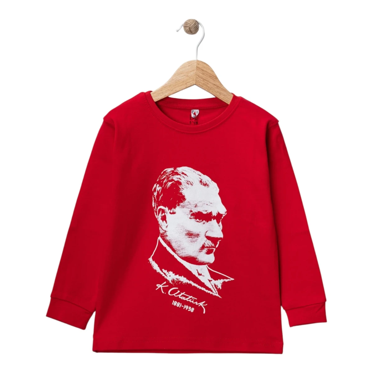 Kırmızı Atatürk Baskılı Uzun Kol Sweat