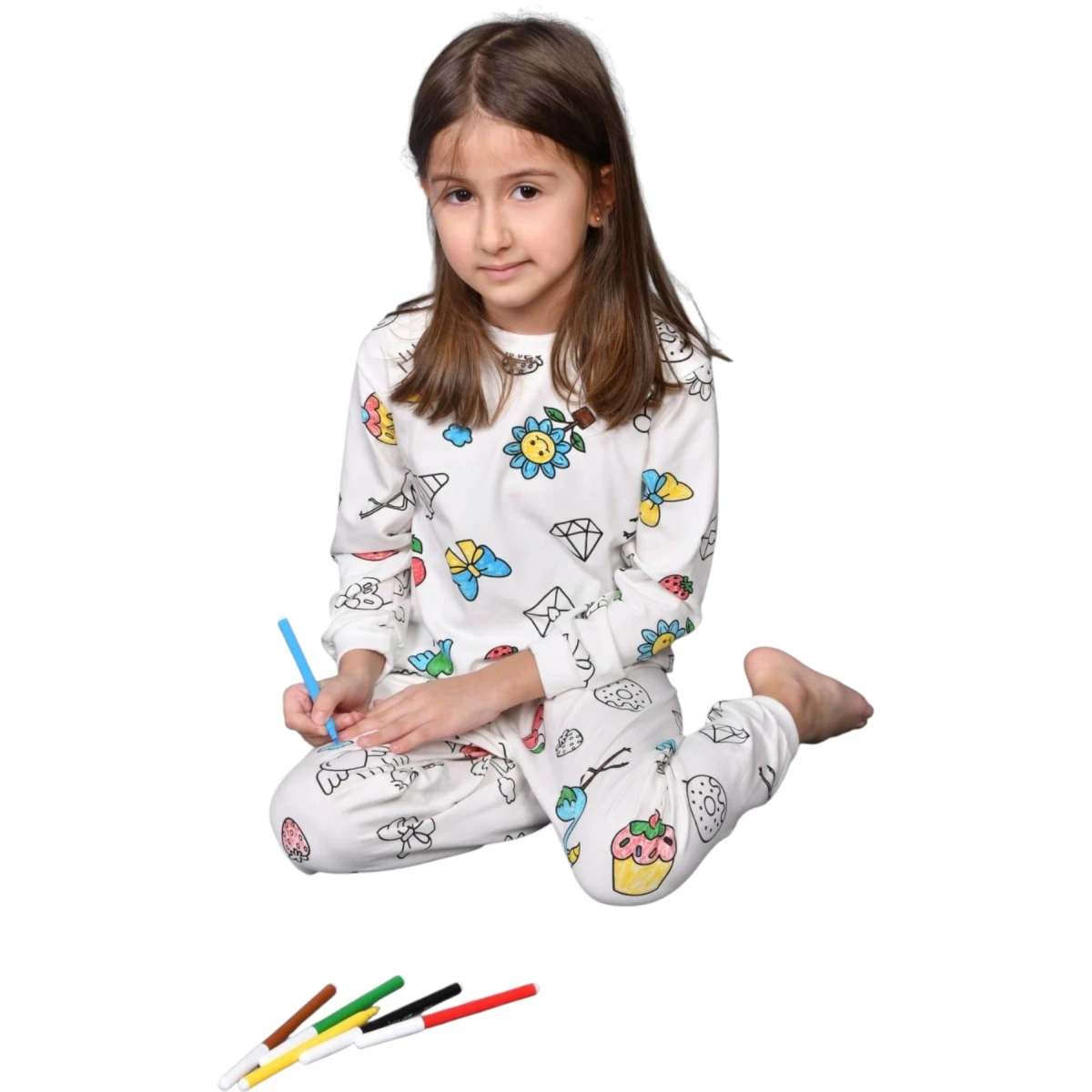 Girls Kids Colour-In Pajama Set