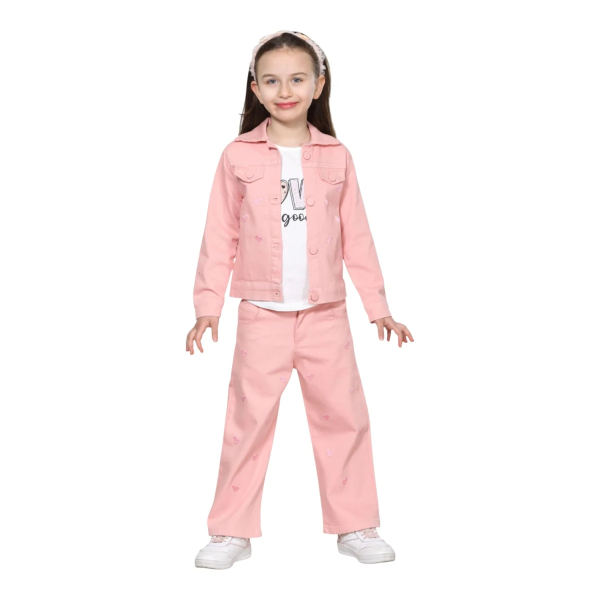 Kız Gabardin Serpme Kalp 4 Renk