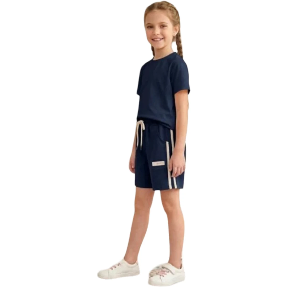 Side Striped Yes Labeled Shorts for Girls