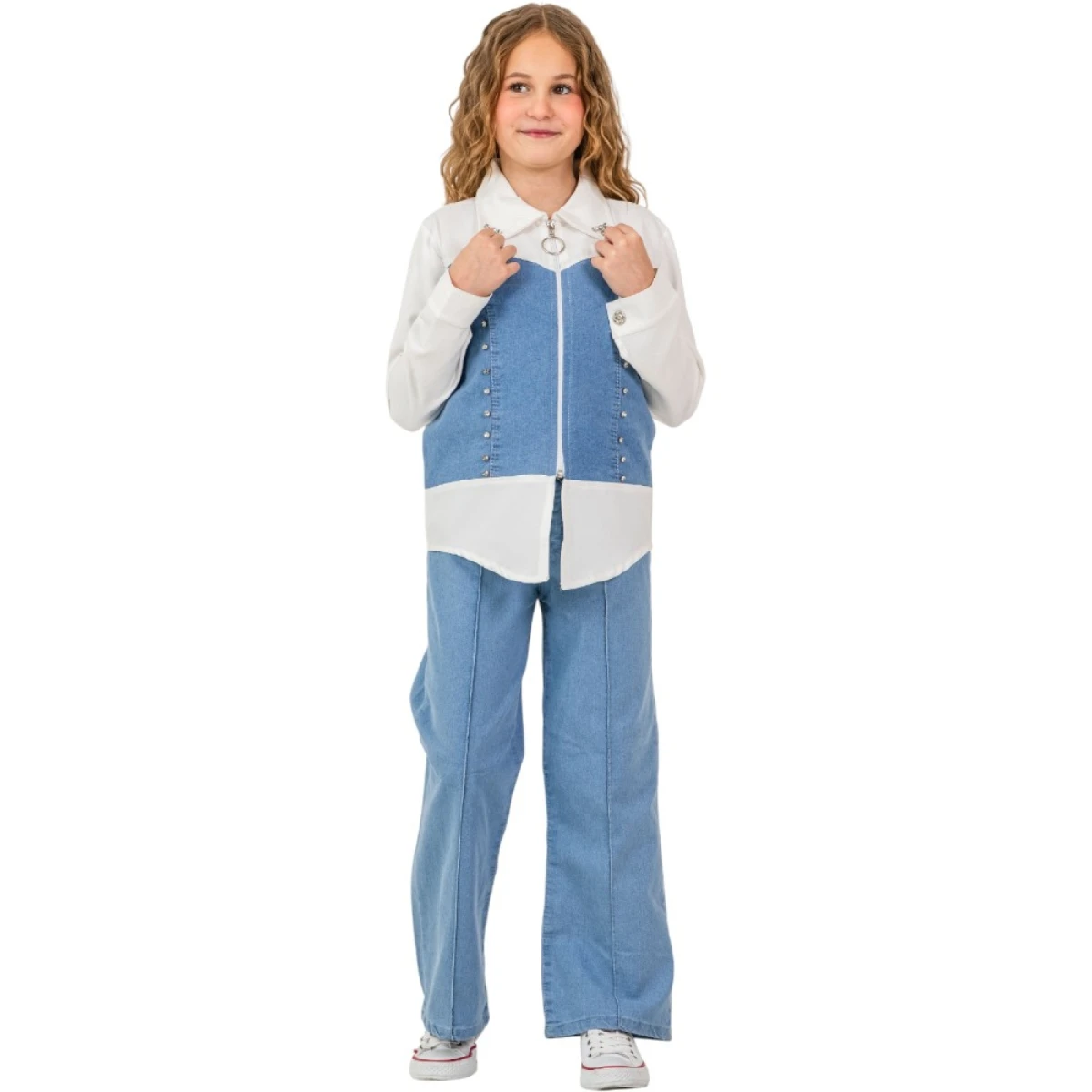 Denim Shirt With Rhinestones Set