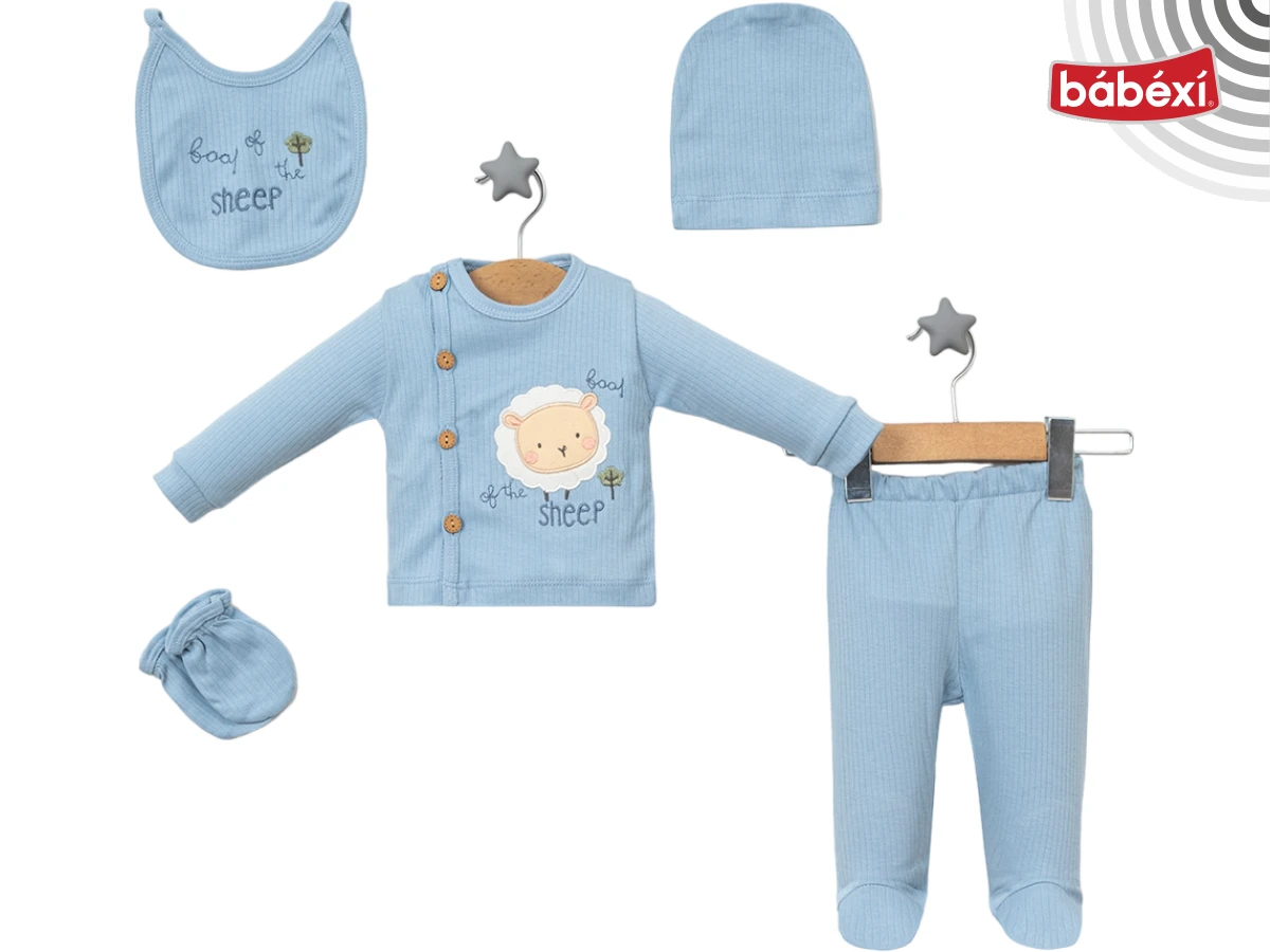 5-Piece Bodysuit Set with Lamb Embroidery