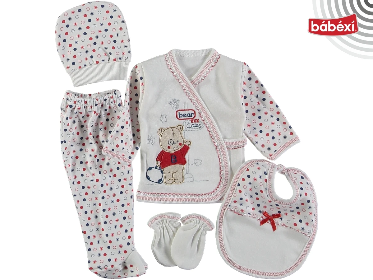 luxury combed cotton bear embroidered 5 Li bodysuit set