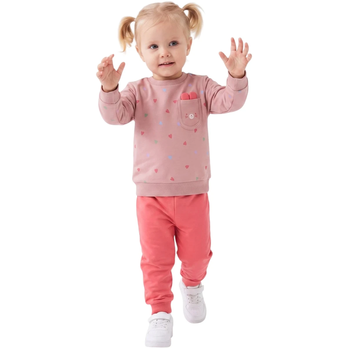 Mevsimlik Cep Kulak Kız Bebe Takımı