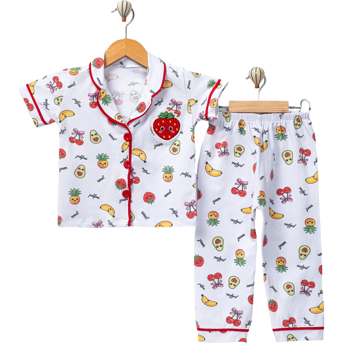 Strawberry Print Collared Pyjama Set 12M-3Y