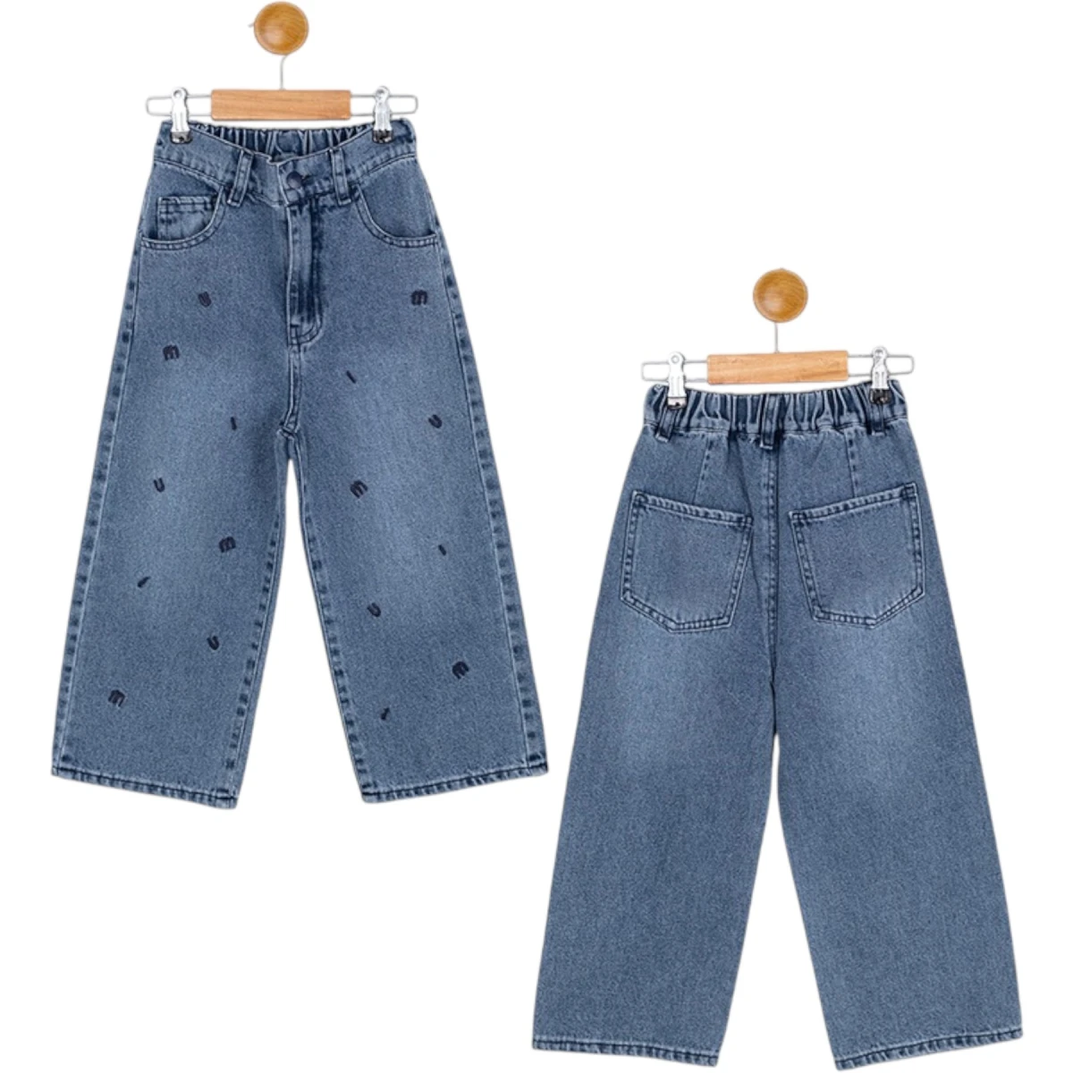 Miu Embroidered Straight-Leg Trousers Leg