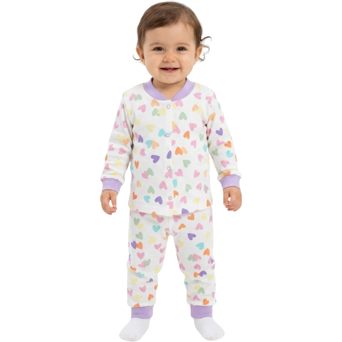 Purple Heart Snap-Button Pajamas