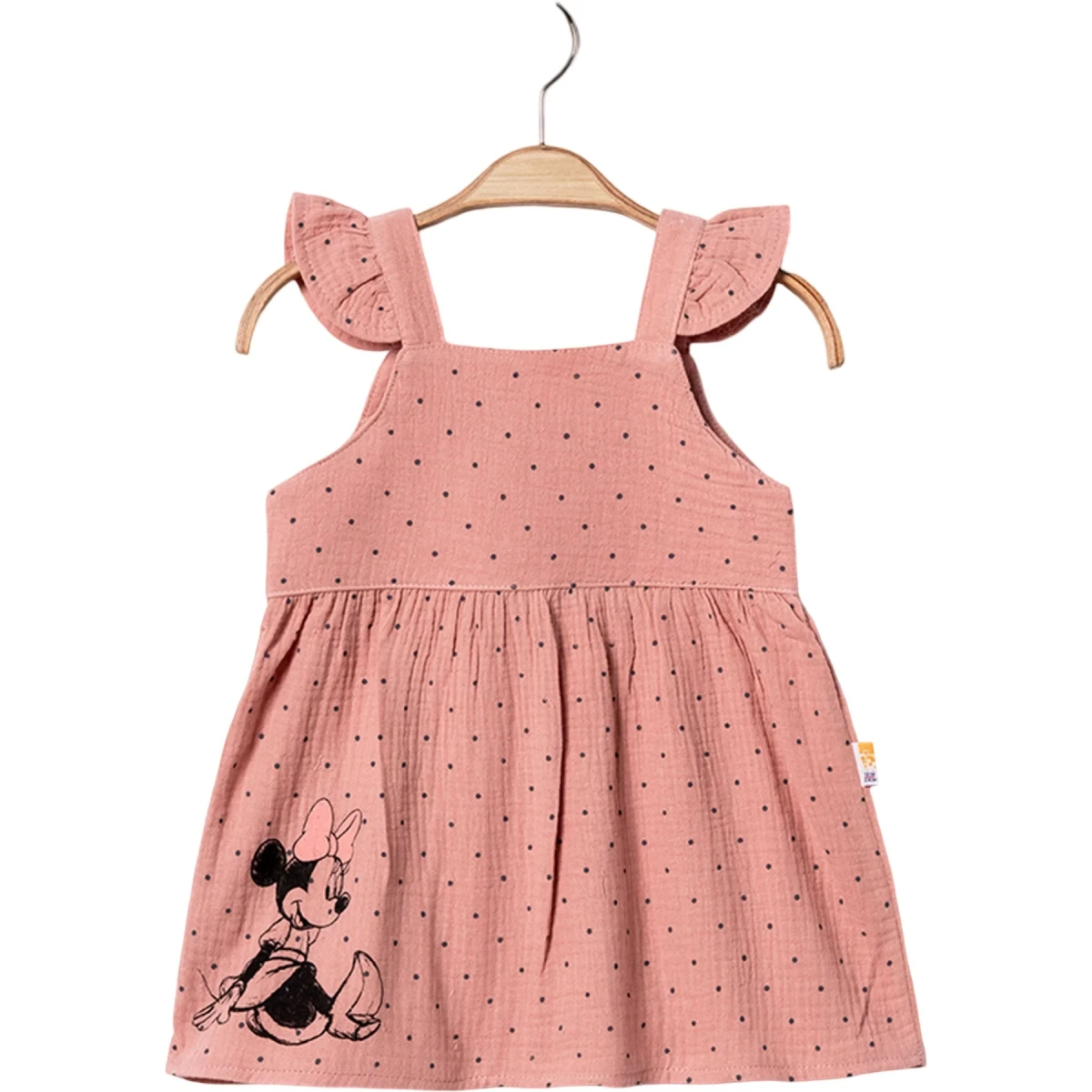 Müslin Minnie Mouse Puantiyeli Kız Elbise