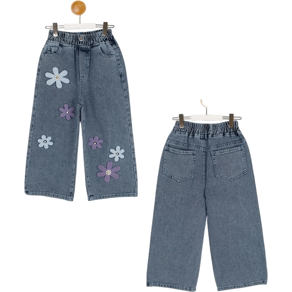 Girls' Embroidered Denim Pants