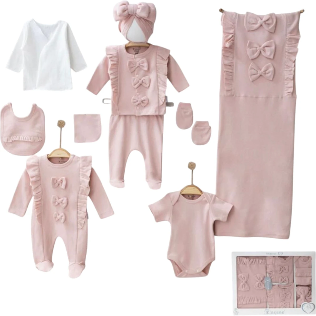Natural Tone Bow Rompers 10-Piece Set