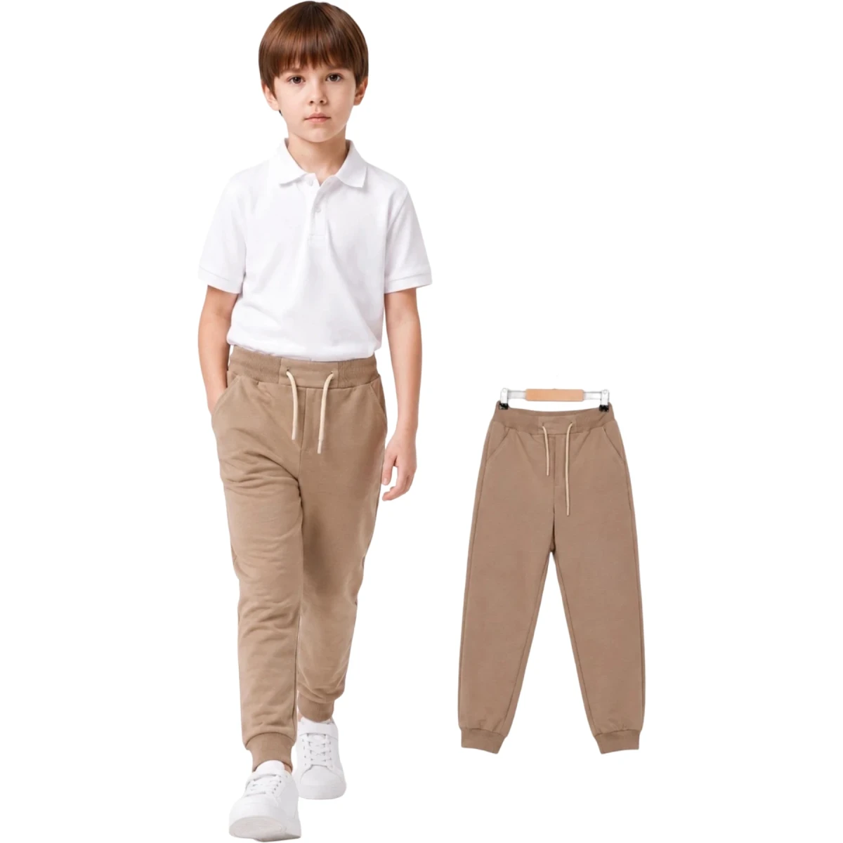 Camel School Trousers Elasticated Waist 6Y-10Y