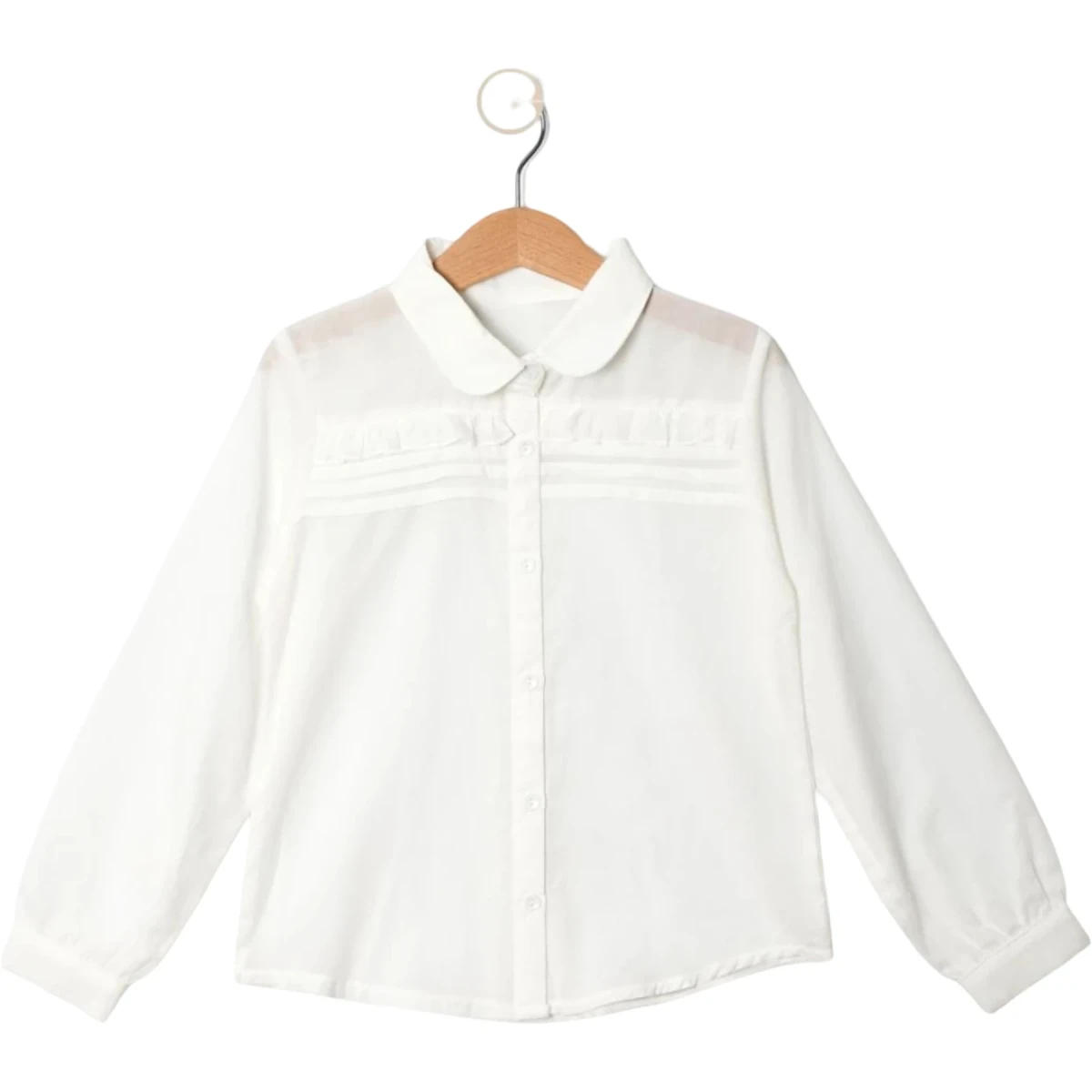 Pintuck Ruffle Voile Shirt 6Y-9Y