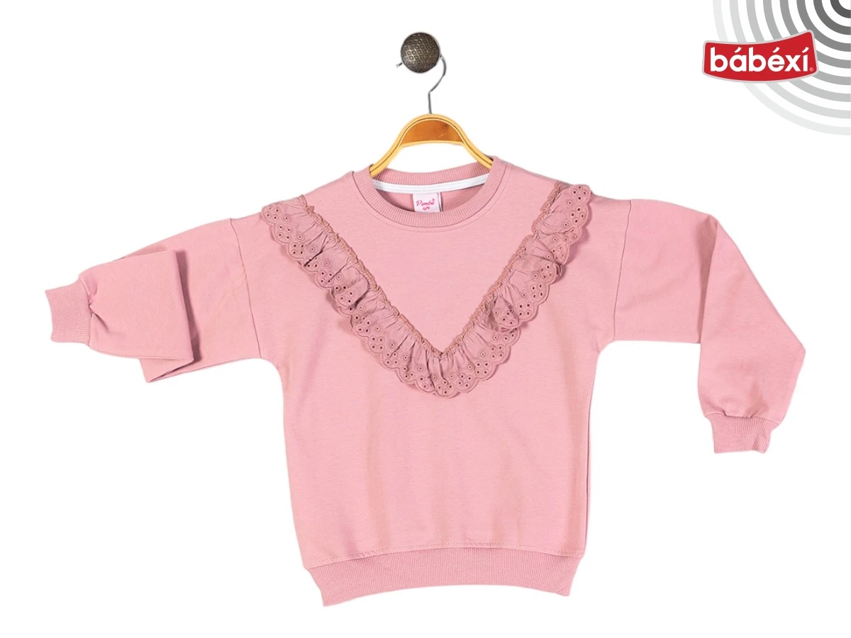 Ön Renkli Dantel Fırfırlı Sweat