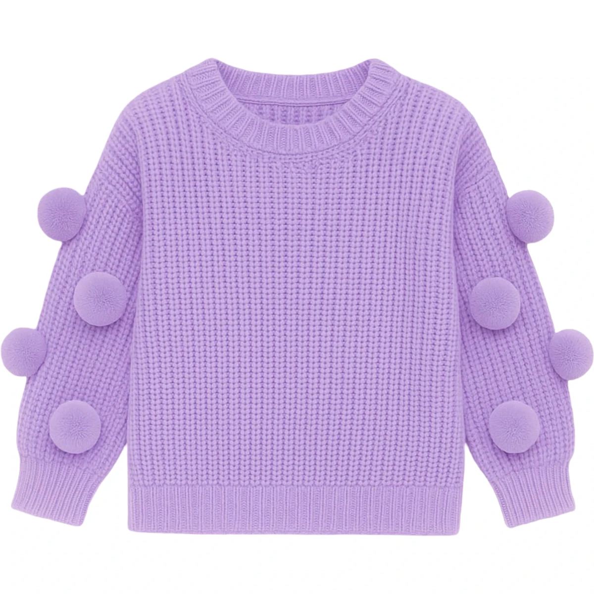 Oversize Pom-Pom Textured-Knit Sweater