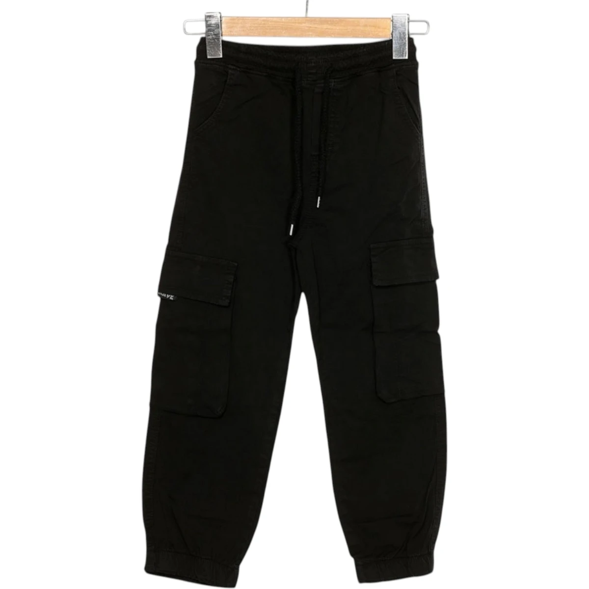 Elastic Waist & Cuff Double Cargo Pocket Linen Trousers