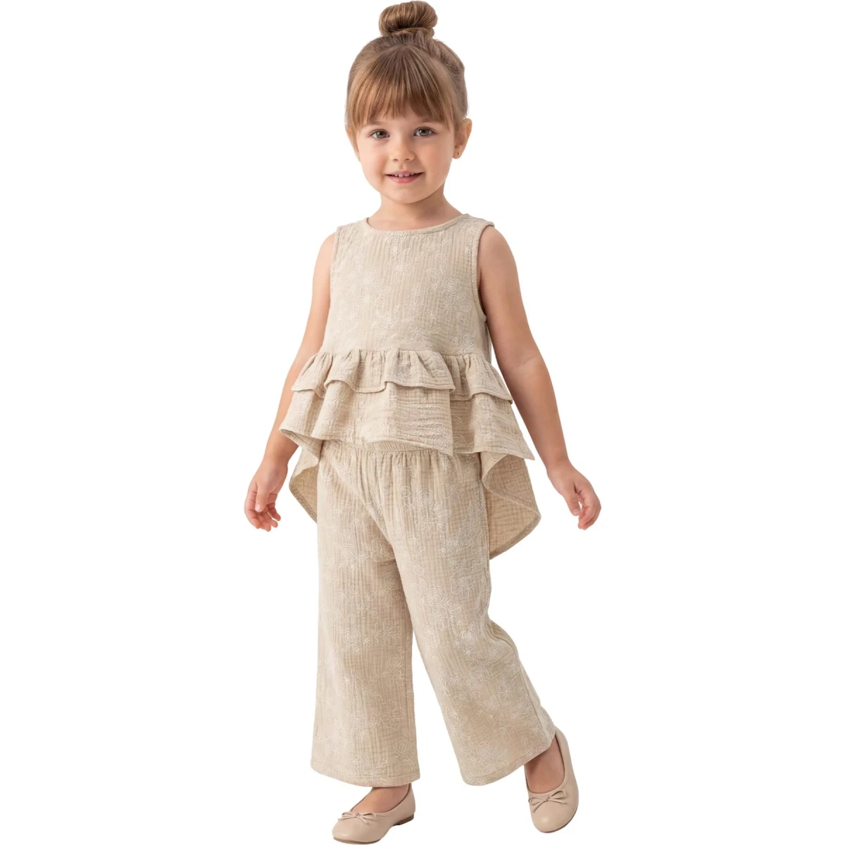 Pantolonlu Çiçek Baskılı Takım