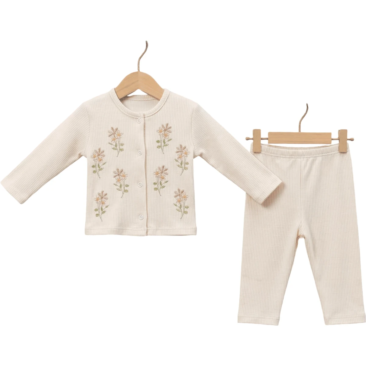 Daisy Embroidered Piped Girls' Set