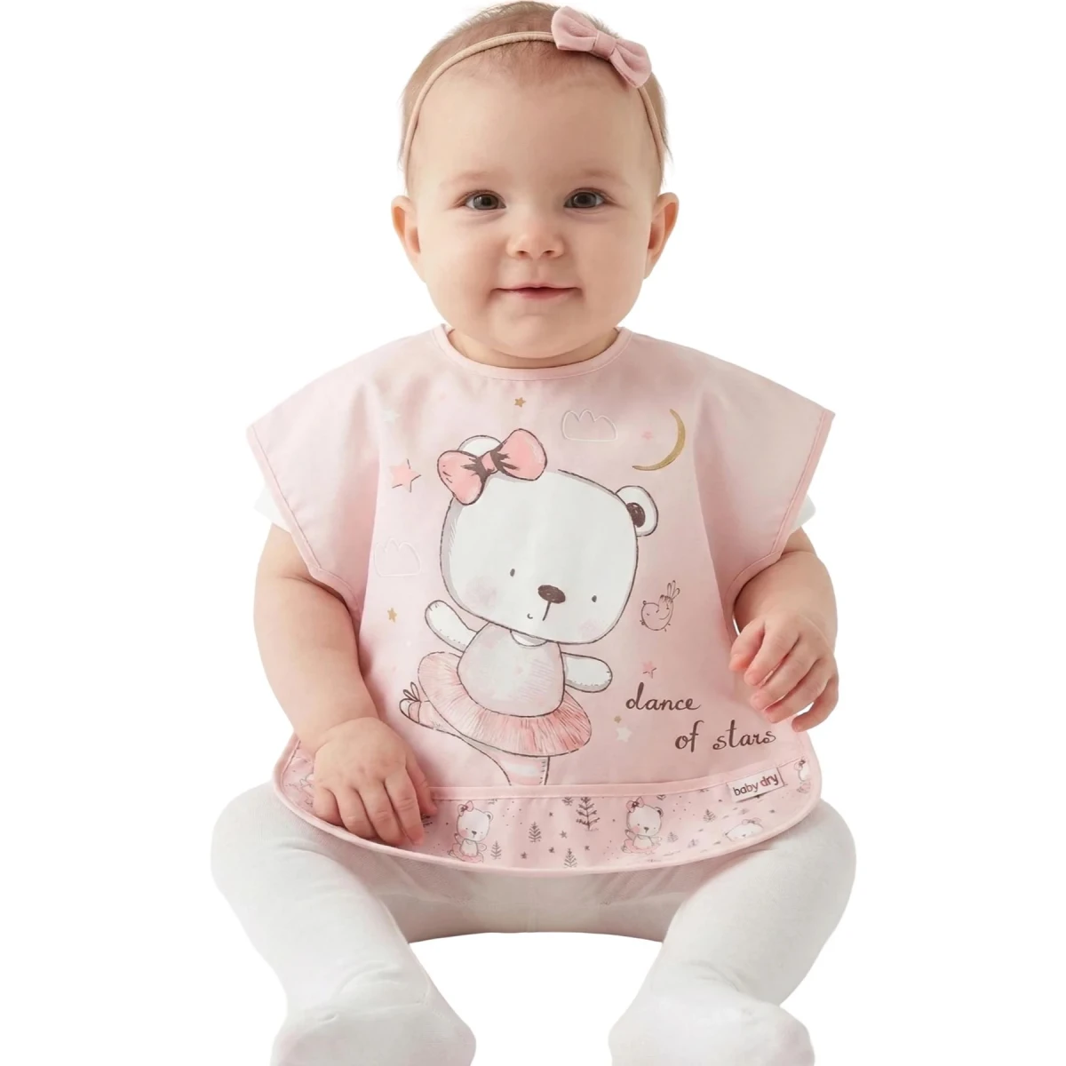 Pembe Ayı Desen Kısa Kollu Bağlamalı Önlük 6 Ay - 2 Yaş