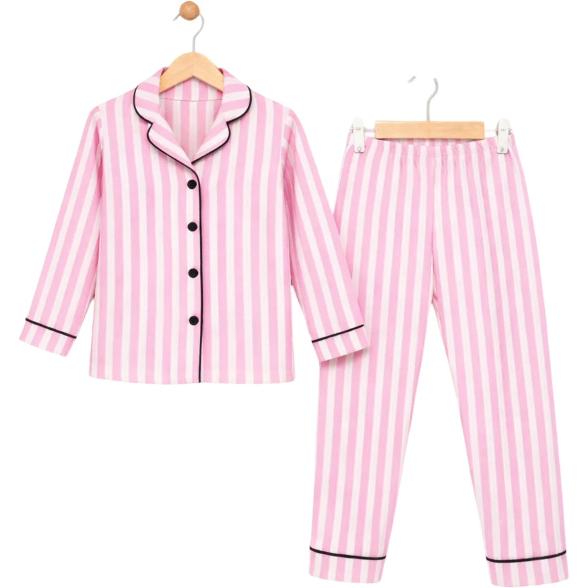 Pink Striped Collared Pajama Set