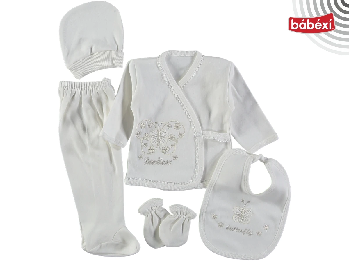 combed cotton Kelebekli 5 Li bodysuit set