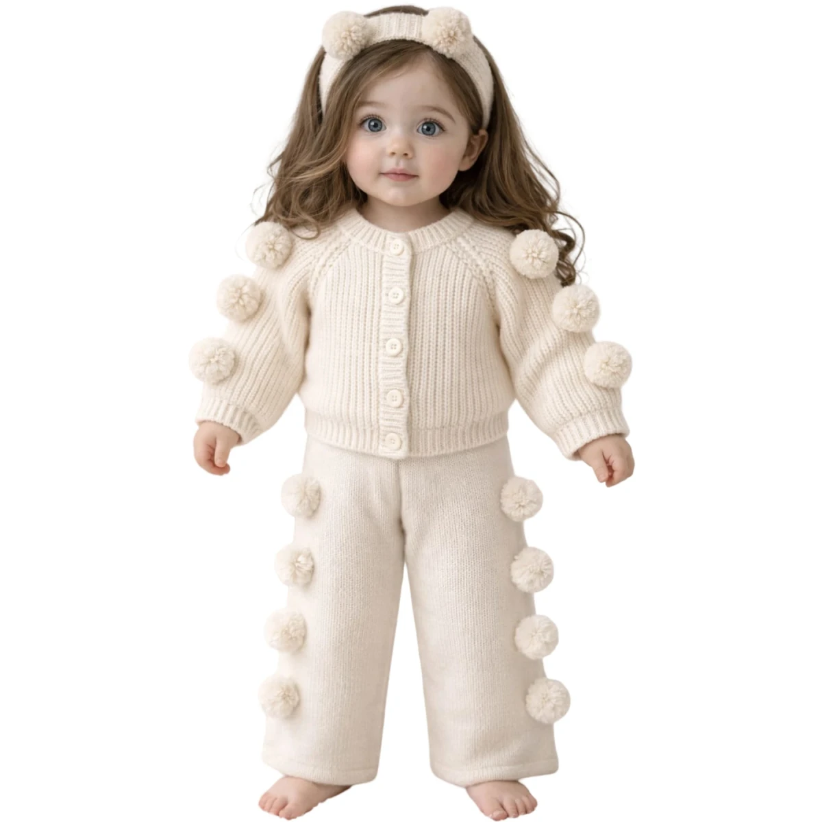 Ponpon Pantolonlu Set 3 -Piece