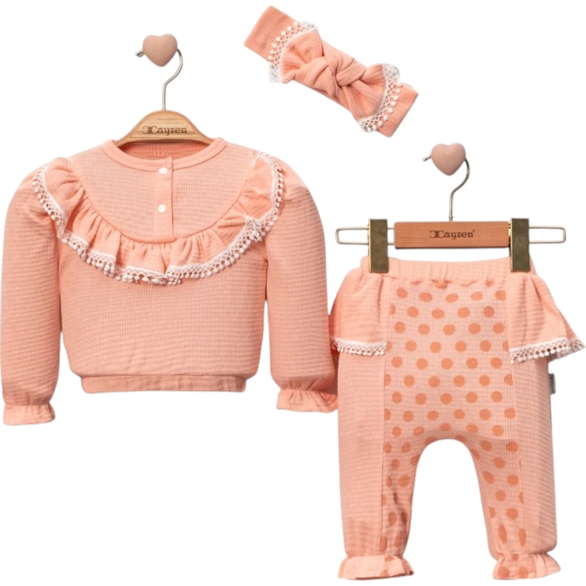 With Pompom lace 3-piece set
