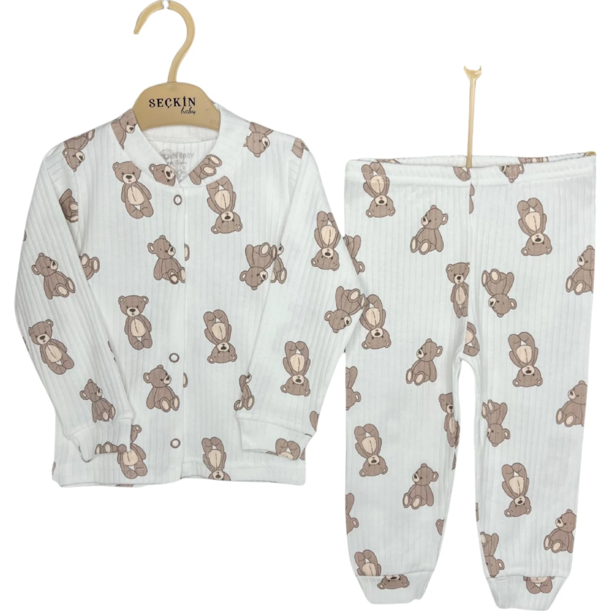 Raporlu Çıtçıtlı Pijama Kahve Ayı