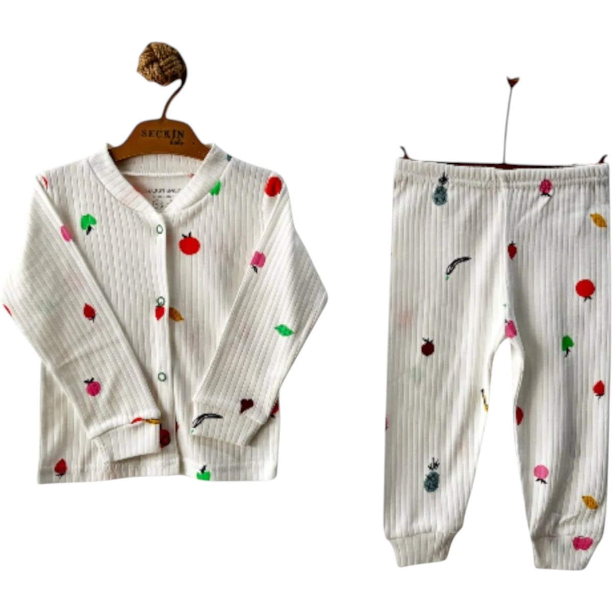All-Over Print Snap-Button Pajama Colorful Fruit