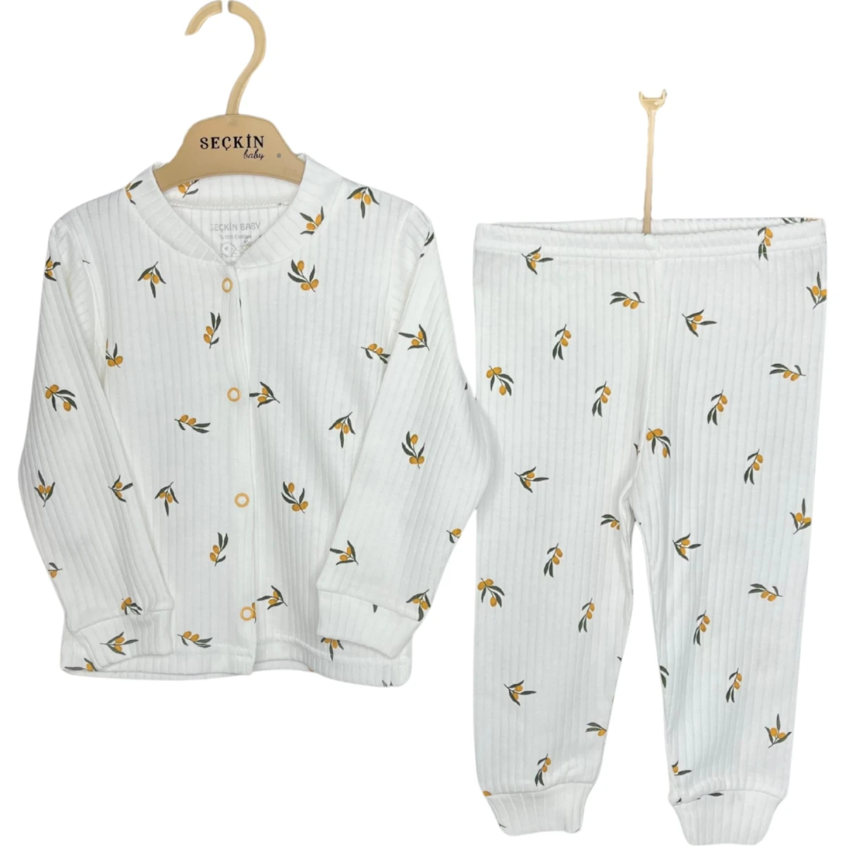 Raporlu Çıtçıtlı Pijama Zeytin Dalı