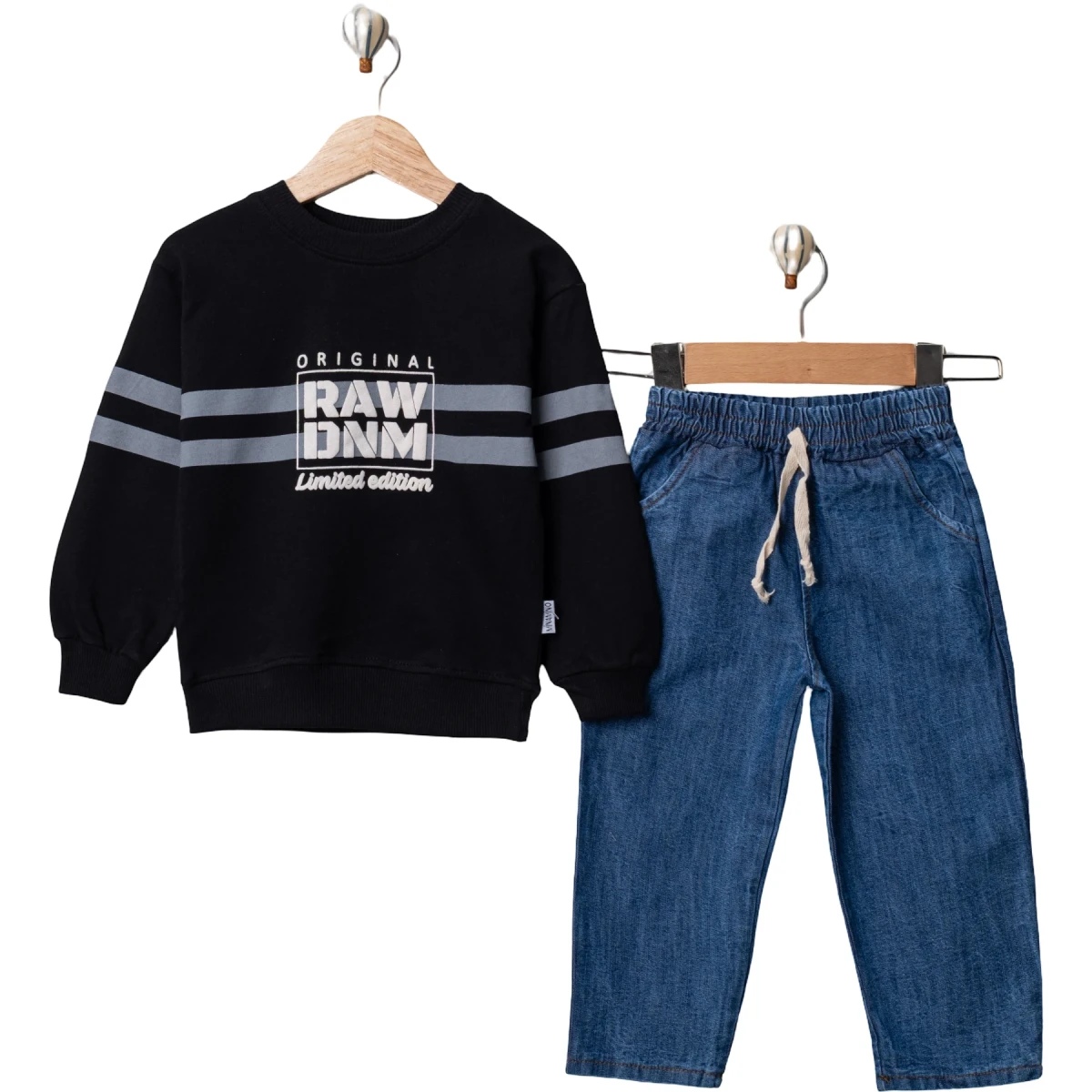 Raw Denim Baskılı Kot Altlı Takım