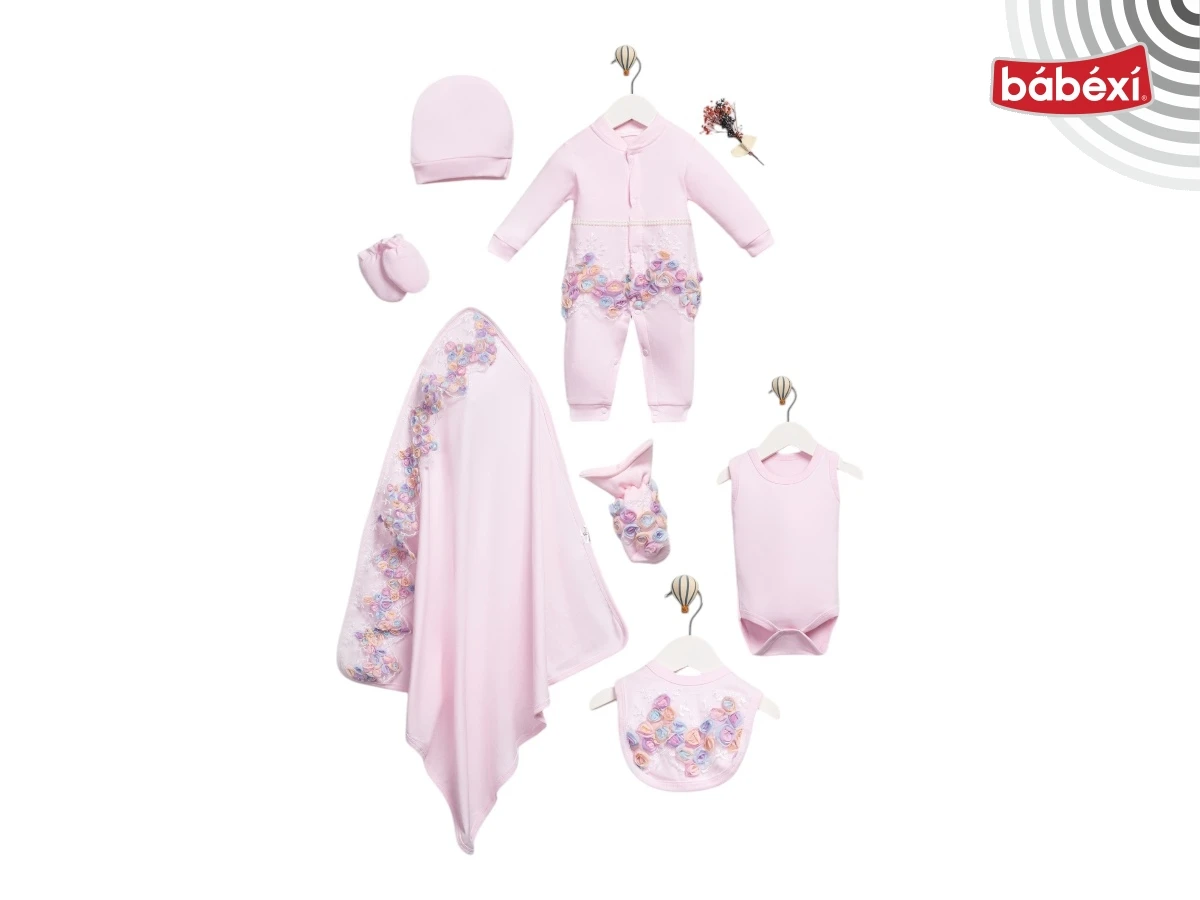 Renkli Dantelli 7 Li Zıbın Set