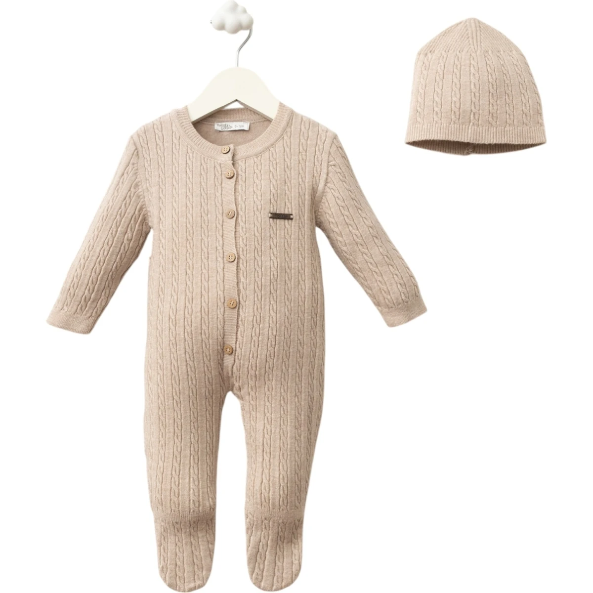 Braided Knit Viscose With Booties Onesie