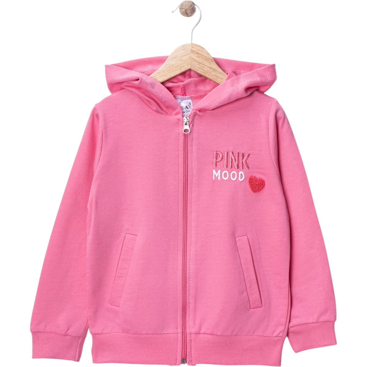 Şardonsuz İkiiplik Pink Flatolu Kız Hırka 5 Yaş - 8 Yaş