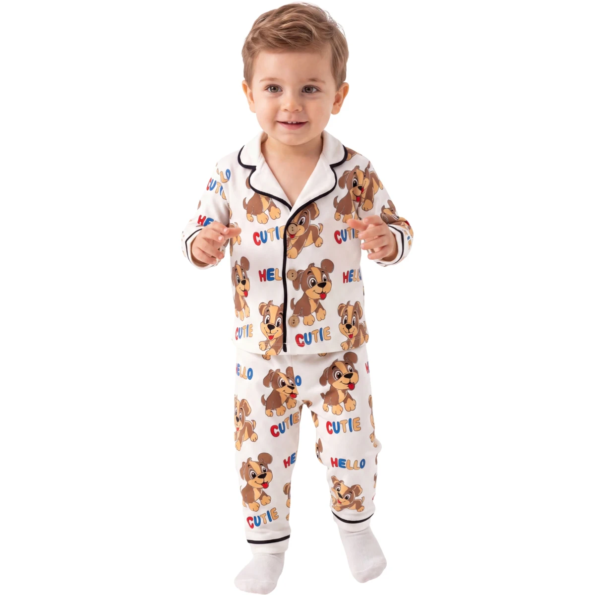 Sevimli Köpek Uzun Kollu Pijama Takım