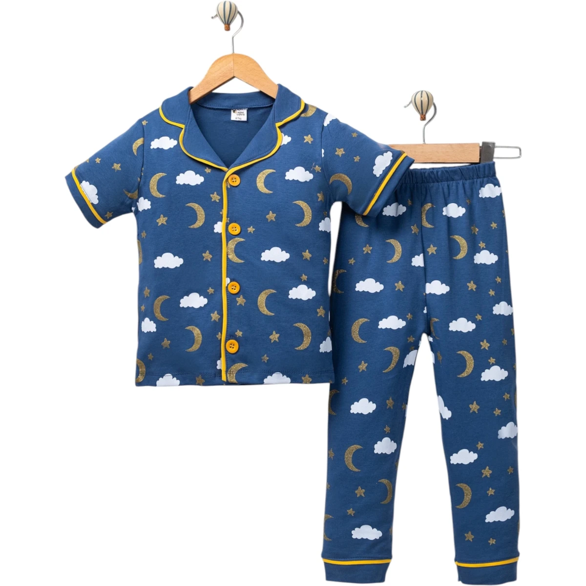 Simli Bulutlu Kısa Kollu Pijama Takım 3 Yaş - 6 Yaş
