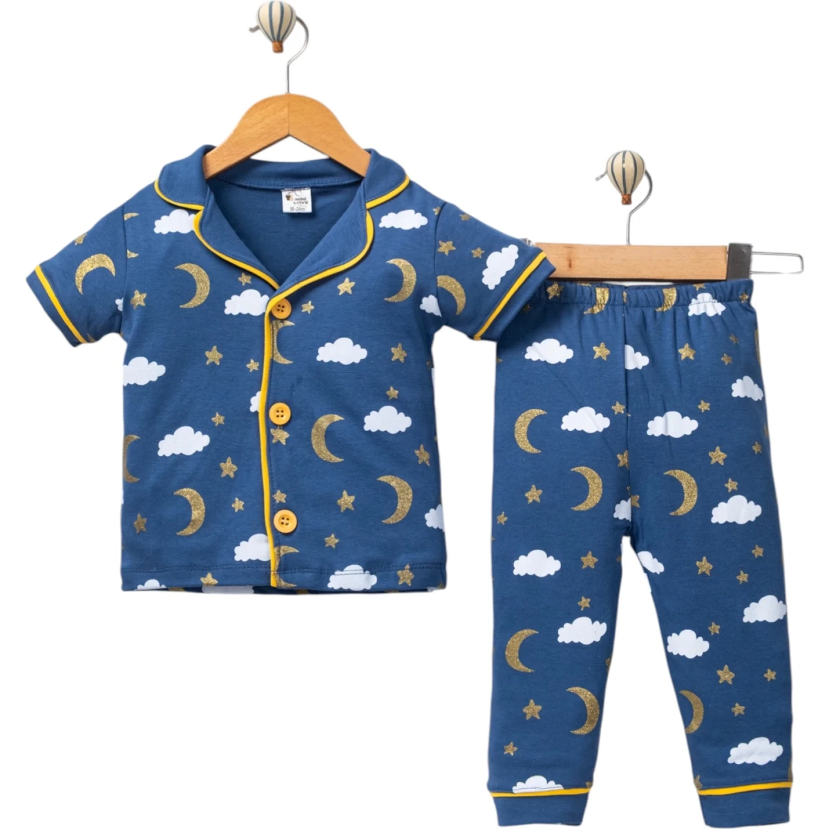 Simli Bulutlu Kısa Kollu Pijama Takım