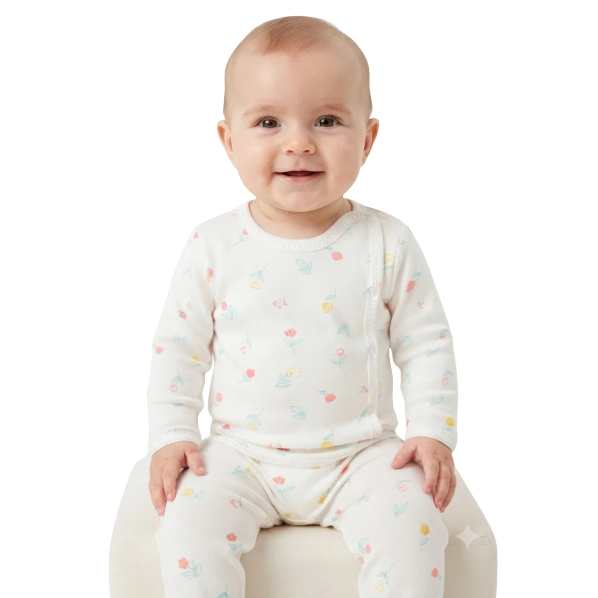 Soft Flower Cotton Jersey Piped Set