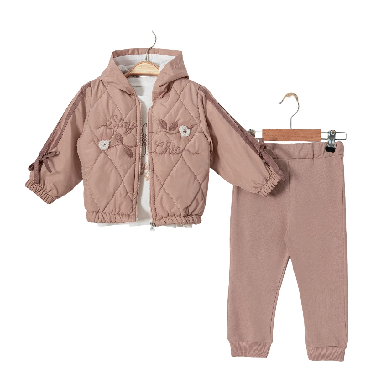 Stay Chic Nakışlı Mont Takım