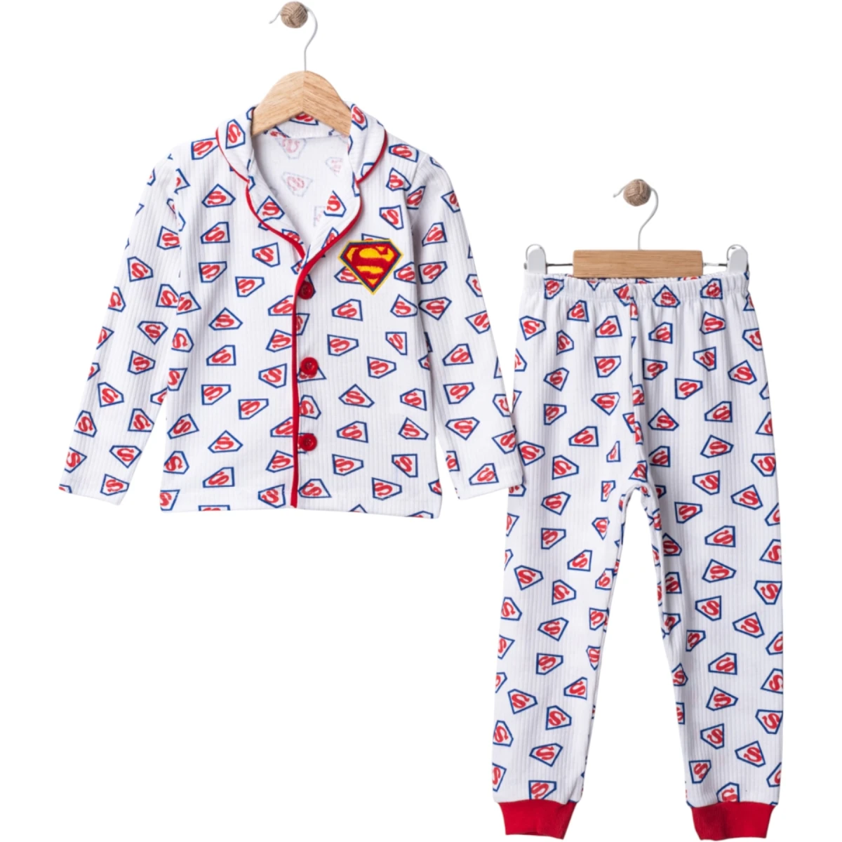 Süperman Süzeneli Yakalı Pijama Takım