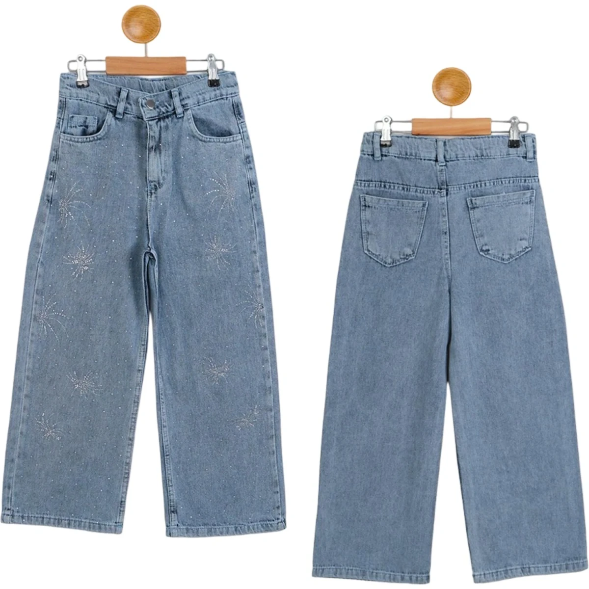 Rhinestone Girls Denim Pants