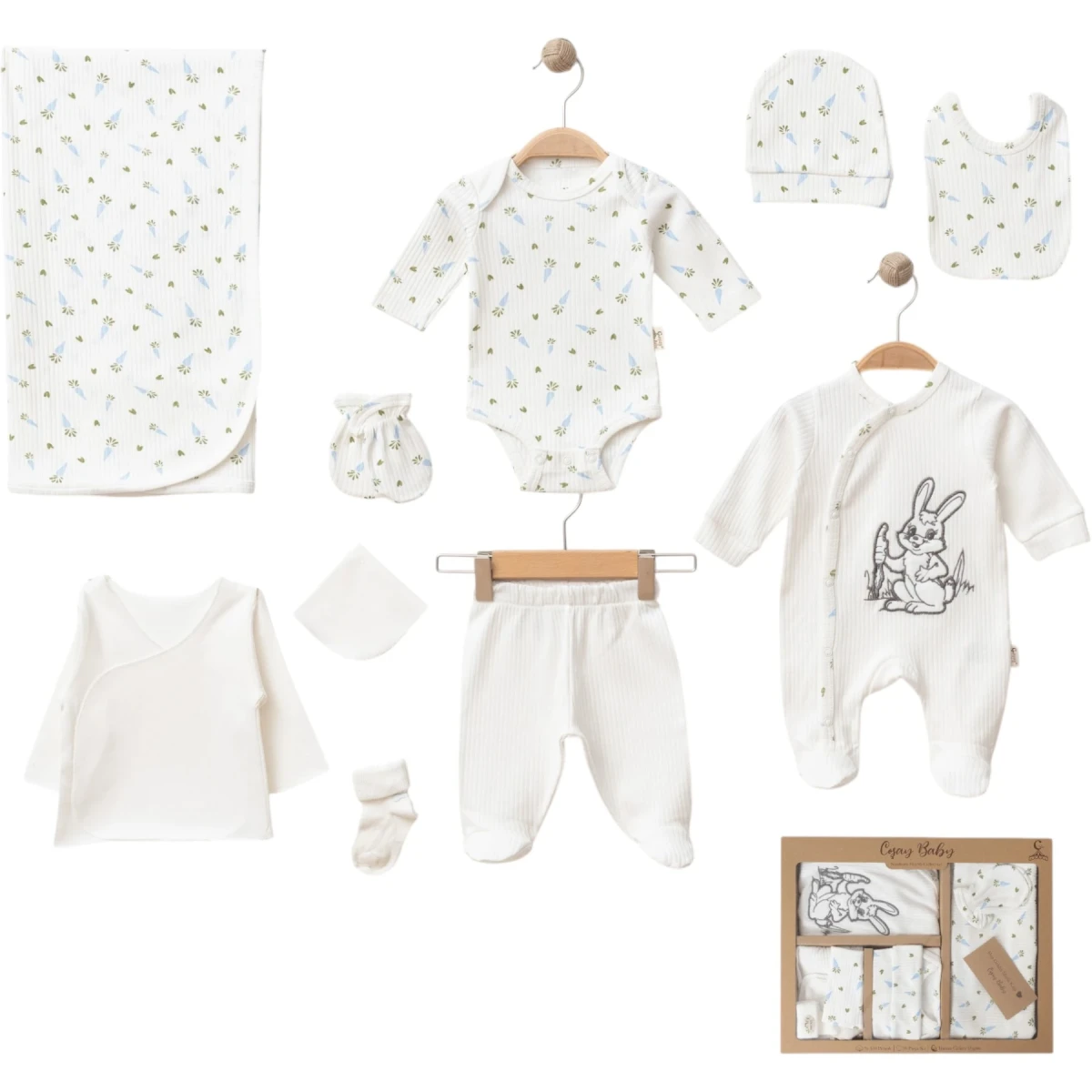 Rabbit Embroidered 10-Piece Set