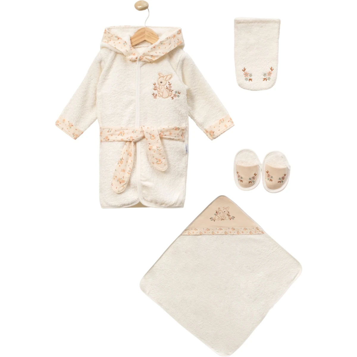 Tavşan Nakışlı Bornoz Set