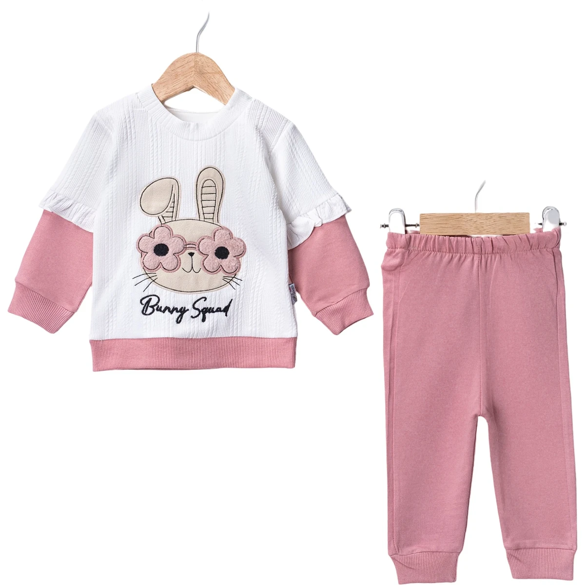 Rabbit Embroidered Girl 2-Piece Set