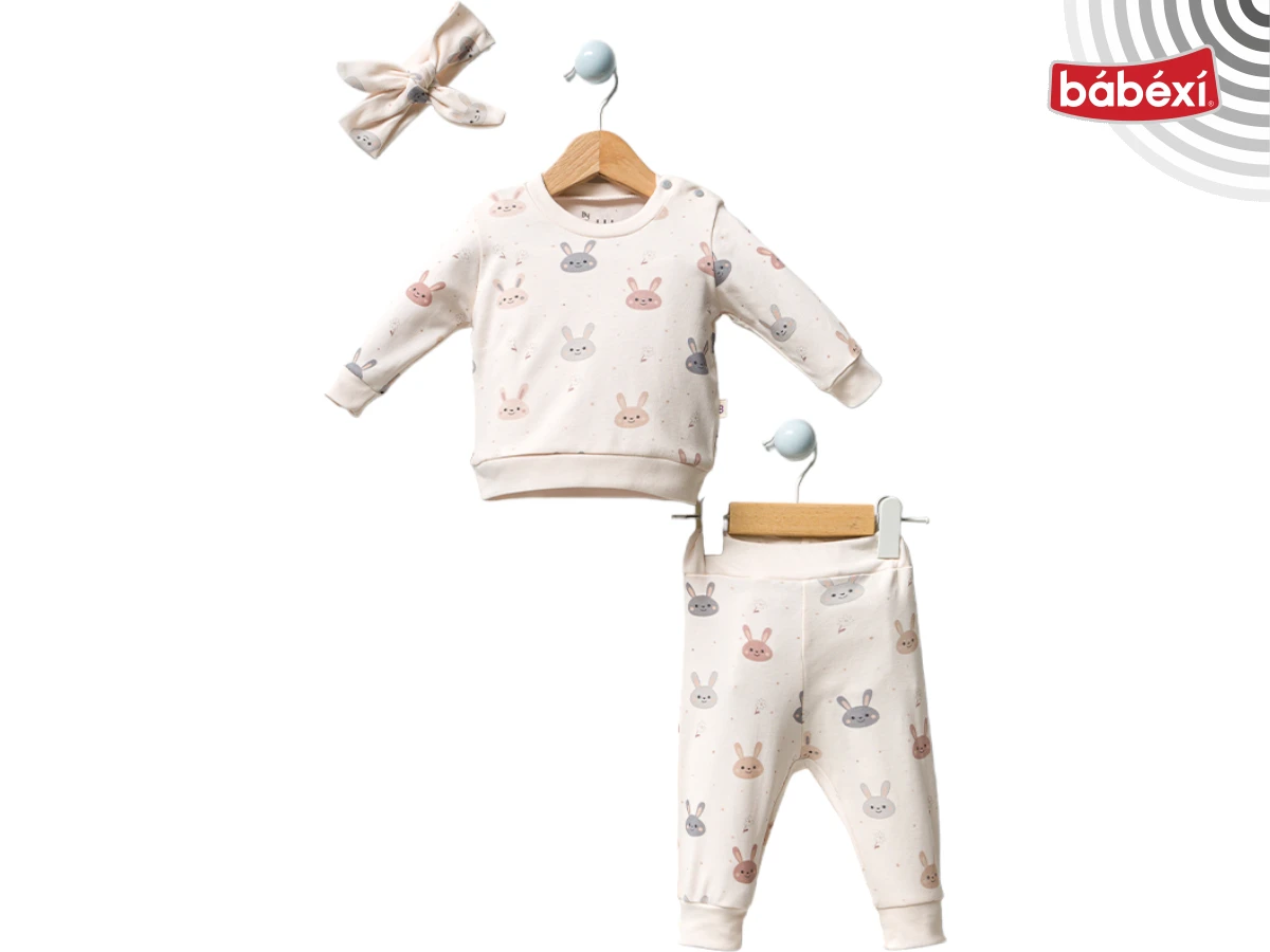 Rabbit shoulder snap-button 2-piece set