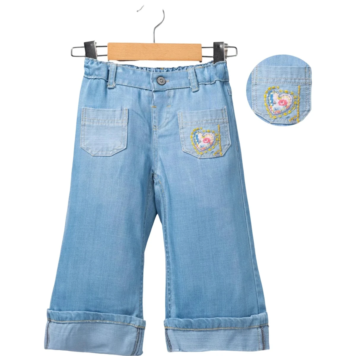 Single Pocket Heart Embroidered Pants