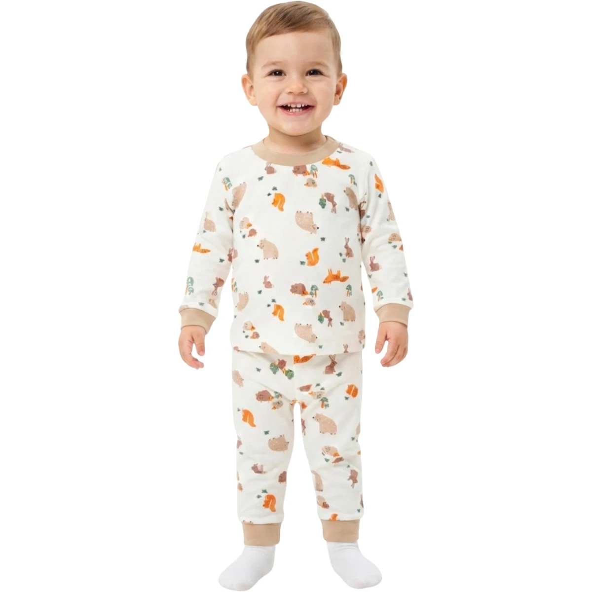 Tilkili Ayı Bisiklet Yaka Pijama Takımı