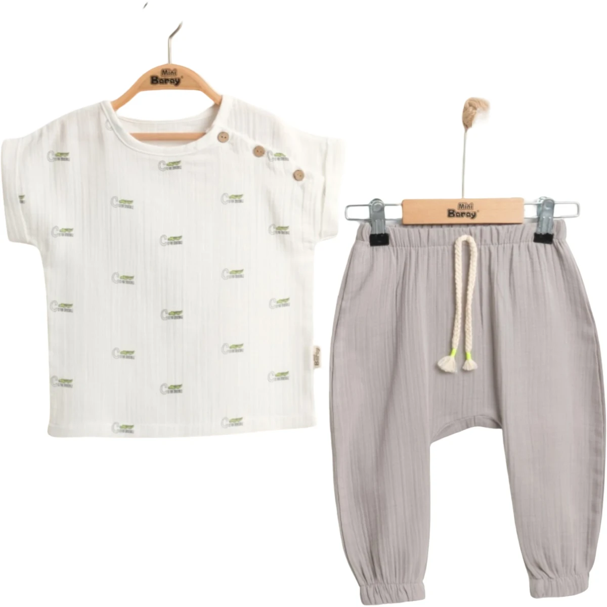 Crocodile-Print Printed Muslin Boys Set