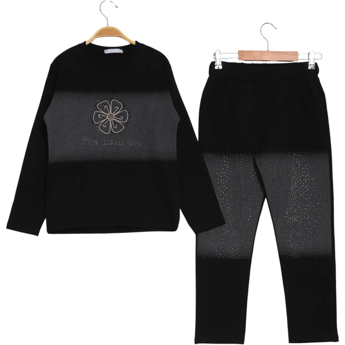 Tram Printed Flower Embroidered Kids Set